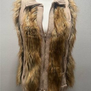 Randolph Duke the Look Vest Women’s XSmall Brown Tan Faux and Real Fur Sweater